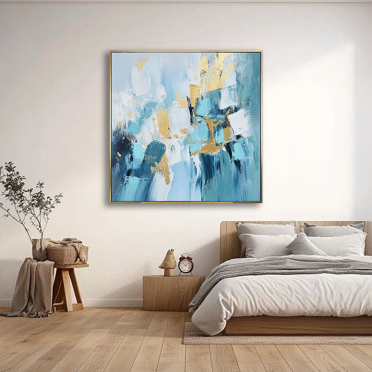 Gold Accented Impasto Abstract Painting #YX38
