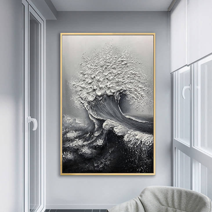 Black and White Ocean Painting #YX502