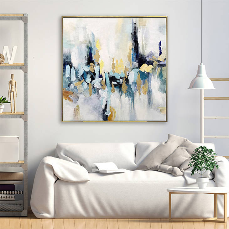 Handmade Abstract Blue Gold Wall Art #YX291