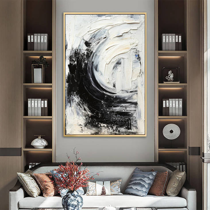 Black and White Textured Abstract Wall Decor #VA44