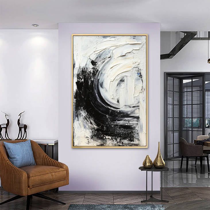 Black and White Textured Abstract Wall Decor #VA44