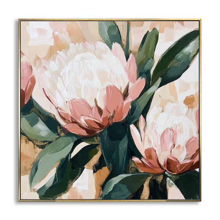 Hand Painted Protea Canvas Wall Art #YX340