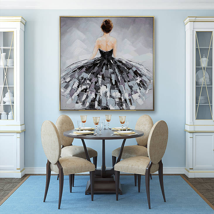 Hand-Painted Abstract Ballerina Canvas Art #YX304