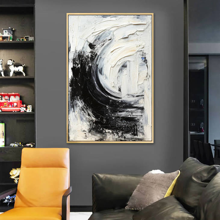 Black and White Textured Abstract Wall Decor #VA44