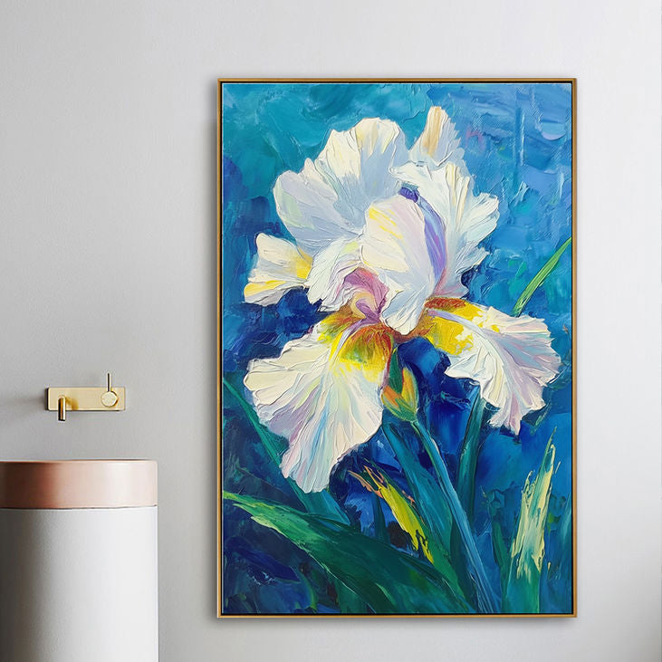 Textured White Iris Flower Canvas #YX191