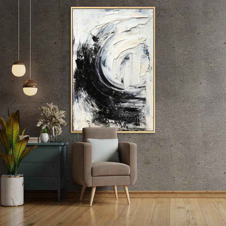 Black and White Textured Abstract Wall Decor #VA44