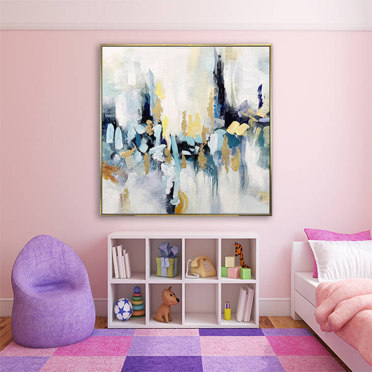 Handmade Abstract Blue Gold Wall Art #YX291