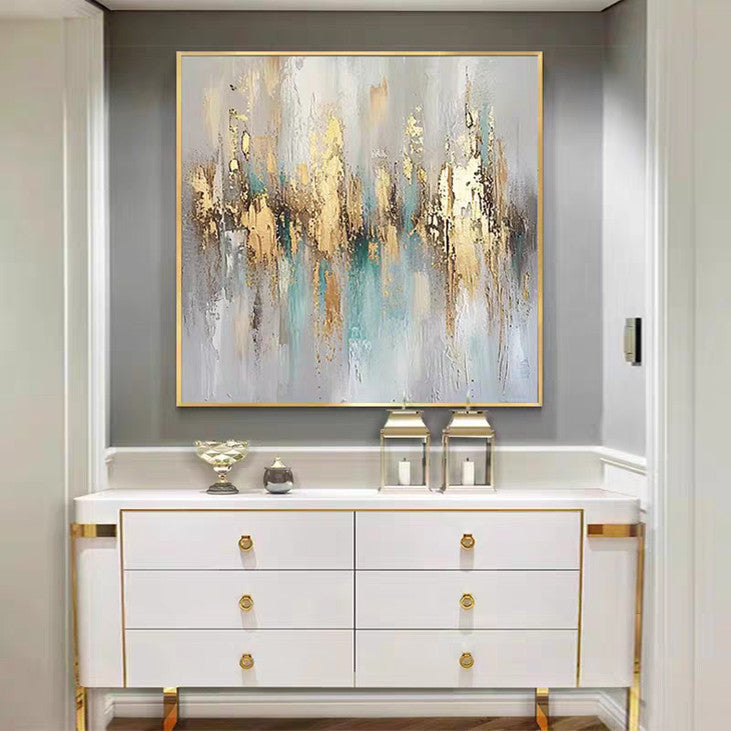 Textured Gold Foil Abstract Art #YX323