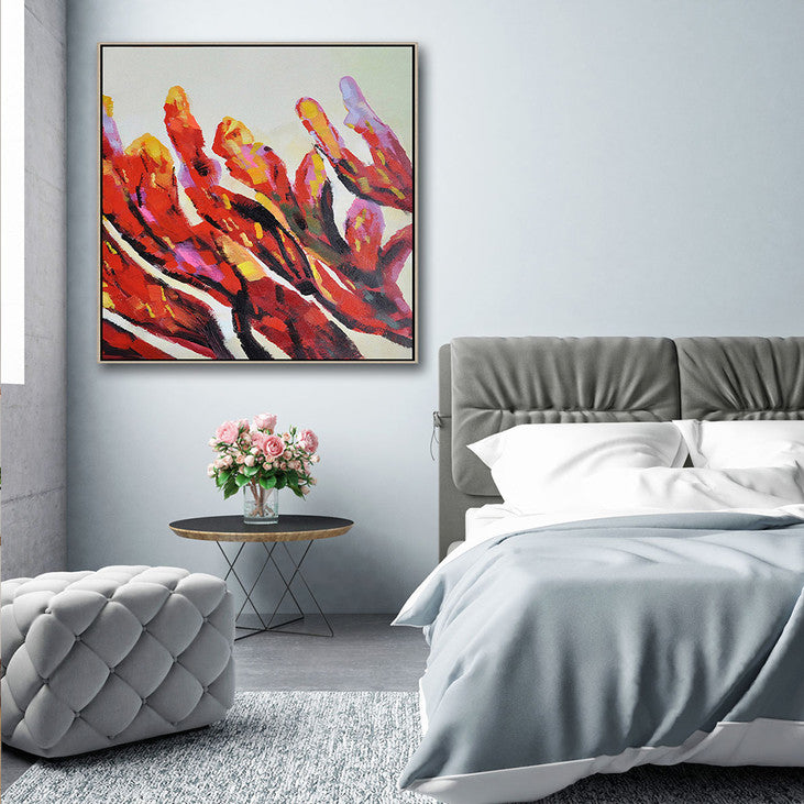 Hand Painted Abstract Coral Canvas Art #VA371