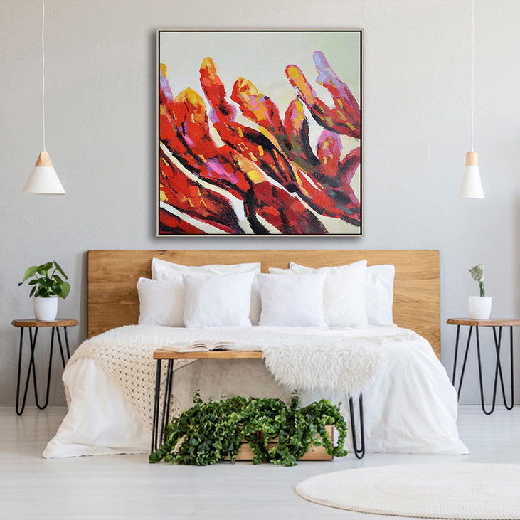 Hand Painted Abstract Coral Canvas Art #VA371