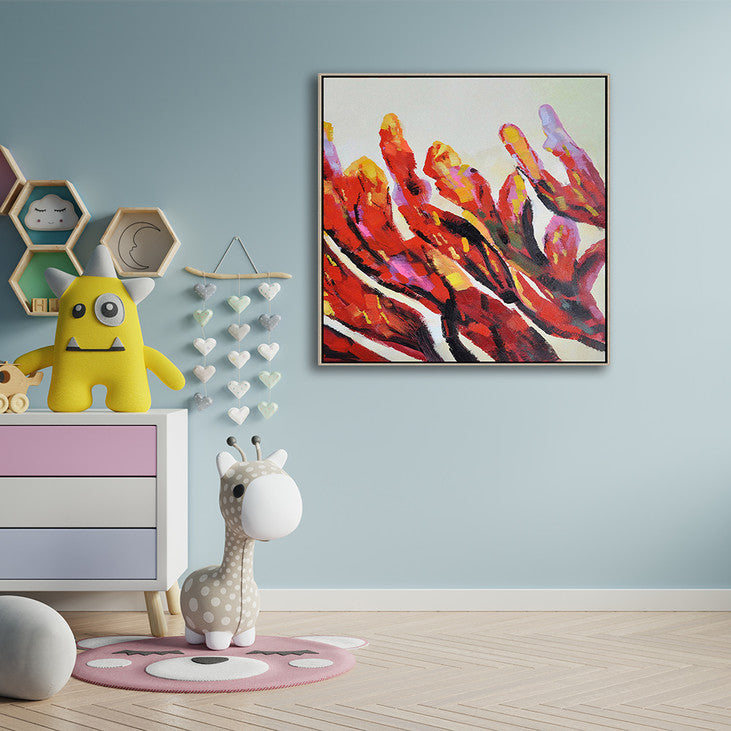 Hand Painted Abstract Coral Canvas Art #VA371