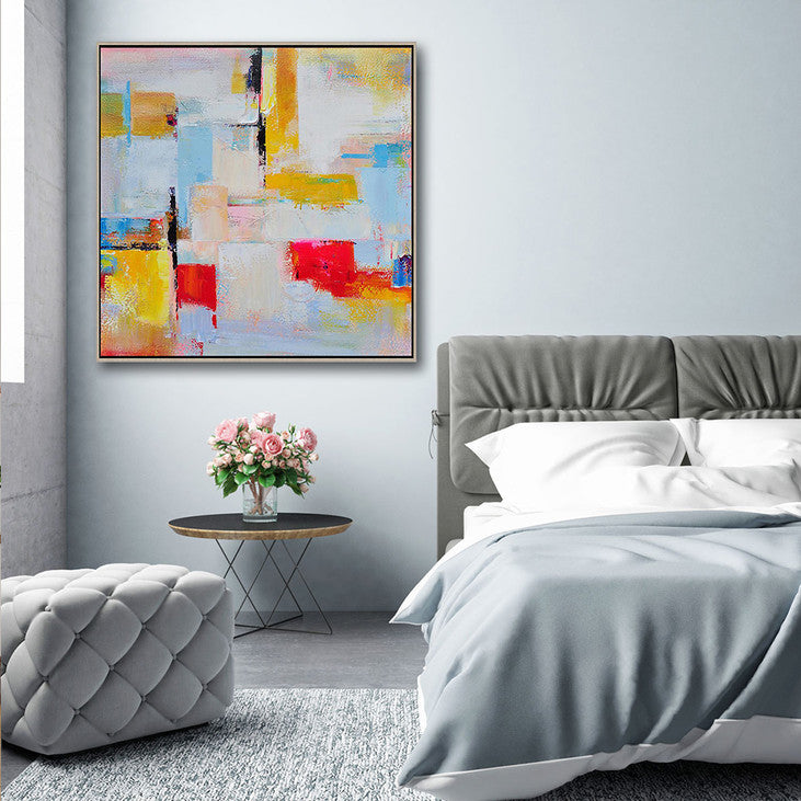Hand Painted Abstract Color Block Canvas Art #VA373