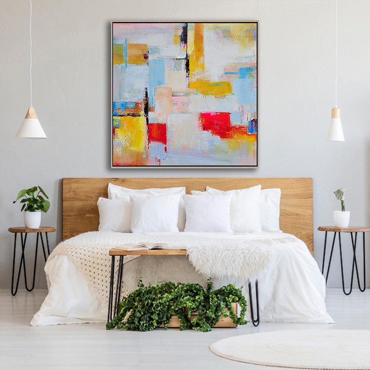 Hand Painted Abstract Color Block Canvas Art #VA373