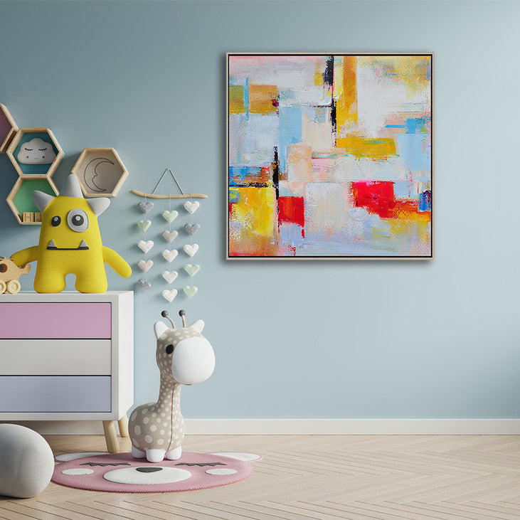 Hand Painted Abstract Color Block Canvas Art #VA373