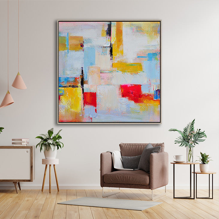 Hand Painted Abstract Color Block Canvas Art #VA373