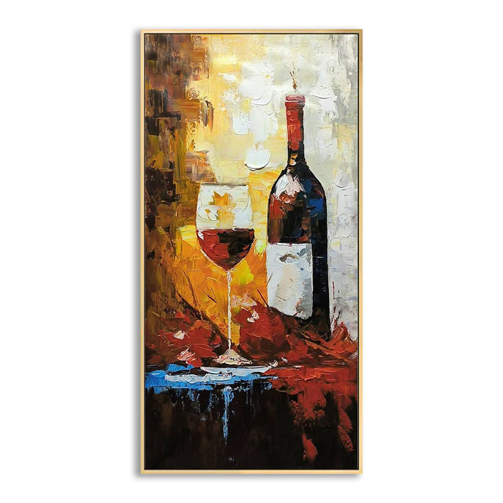 wine glass and bottle Vibrant Wine Glass & Bottle Canvas