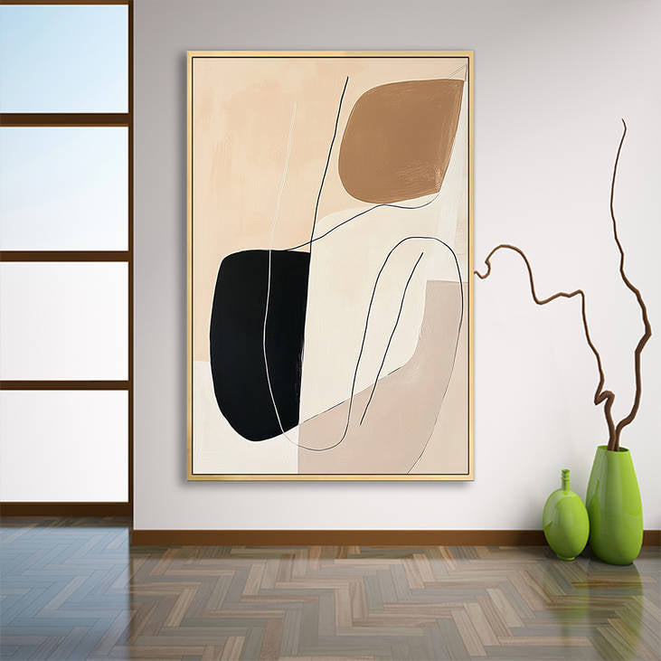 Neutral Tones Abstract Minimalist Canvas Wall Art #YX249