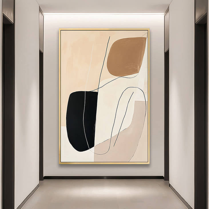 Neutral Tones Abstract Minimalist Canvas Wall Art #YX249