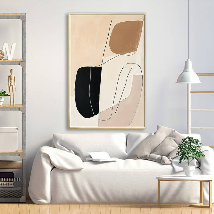 Neutral Tones Abstract Minimalist Canvas Wall Art #YX249