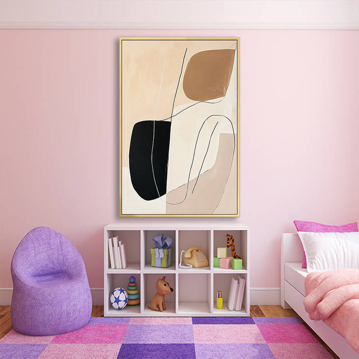 Neutral Tones Abstract Minimalist Canvas Wall Art #YX249
