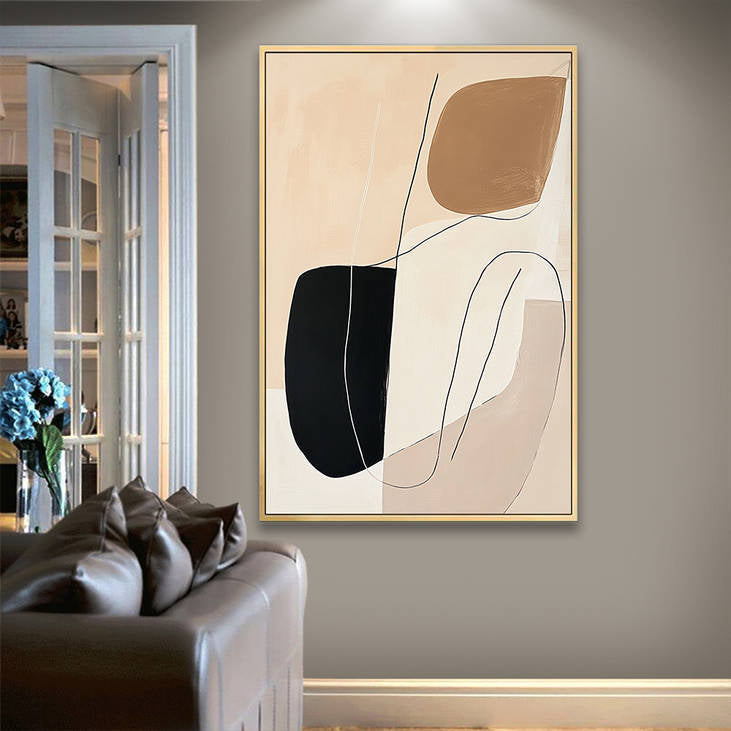 Neutral Tones Abstract Minimalist Canvas Wall Art #YX249