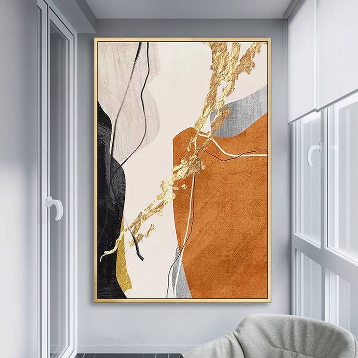 Abstract Gold Leaf Handmade Canvas Painting #YX250