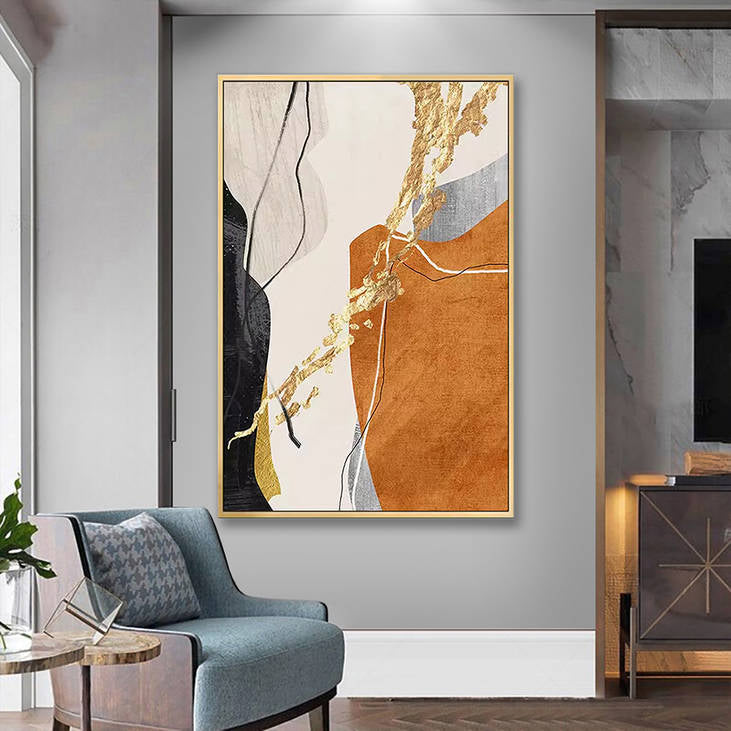 Abstract Gold Leaf Handmade Canvas Painting #YX250