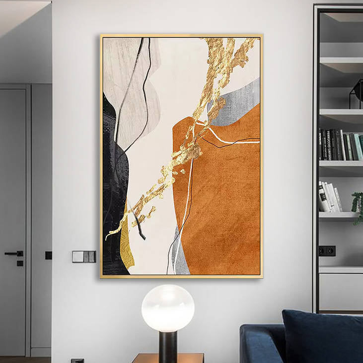 Abstract Gold Leaf Handmade Canvas Painting #YX250
