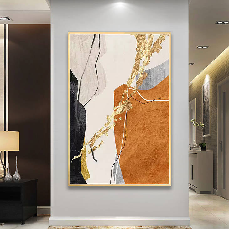 Abstract Gold Leaf Handmade Canvas Painting #YX250