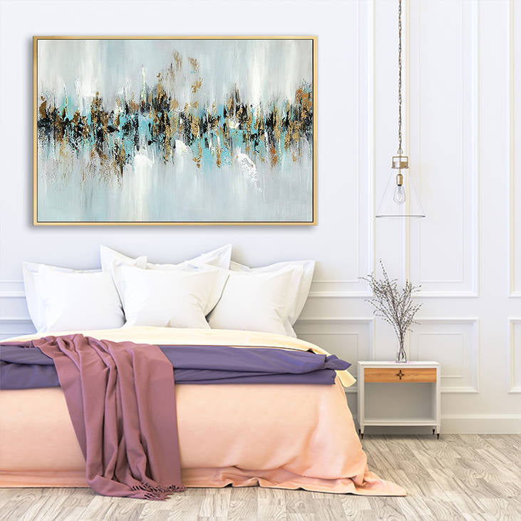 Handmade Abstract Blue & Gold Canvas Art #YX256