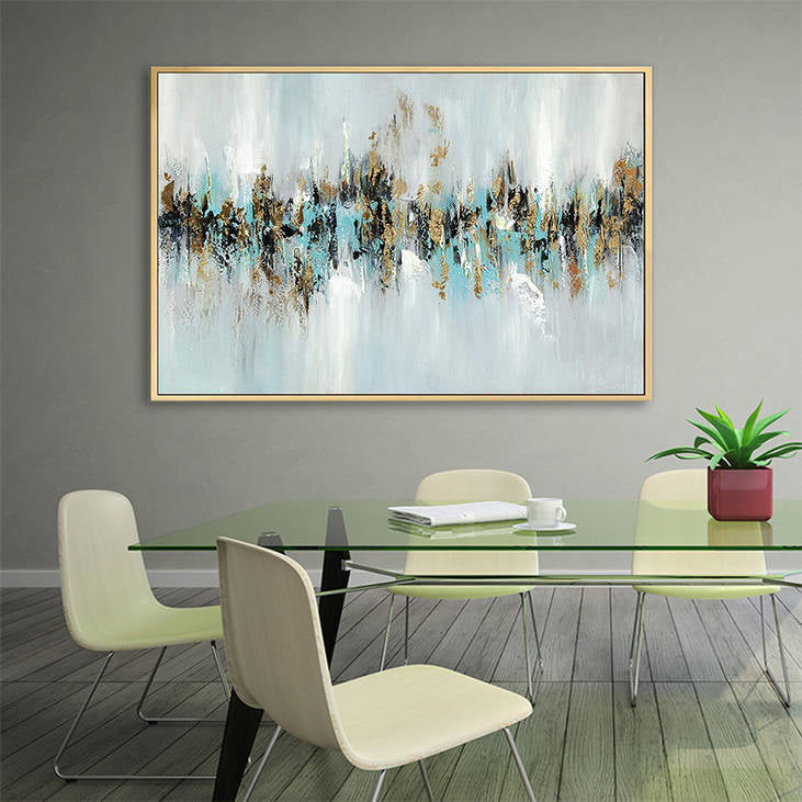 Handmade Abstract Blue & Gold Canvas Art #YX256