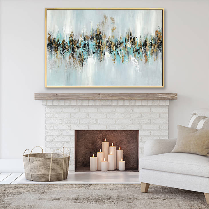 Handmade Abstract Blue & Gold Canvas Art #YX256