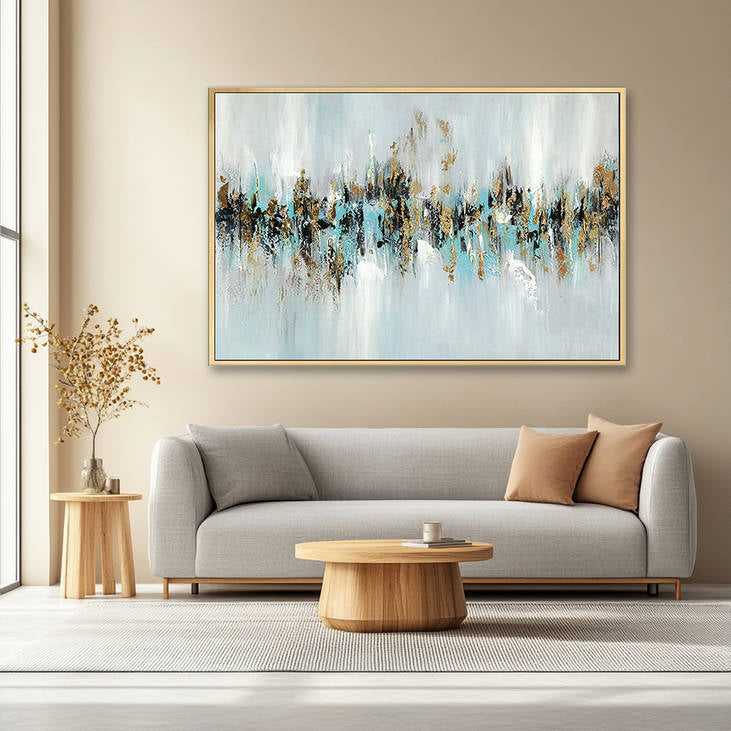 Handmade Abstract Blue & Gold Canvas Art #YX256