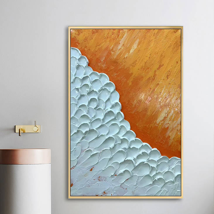 Orange and White Abstract Hand Painted Canvas #YX261