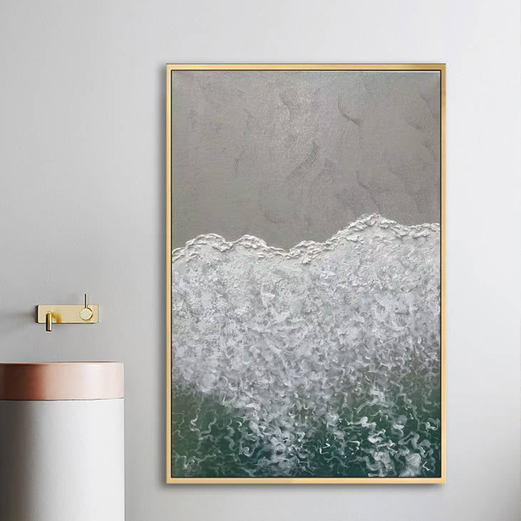 Hand Painted Coastal Wave Textured Art #YX262