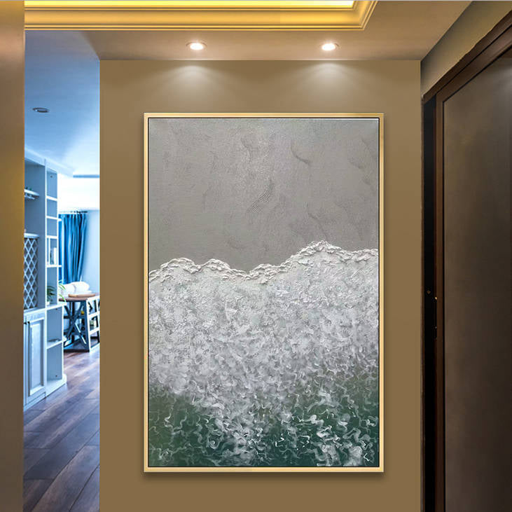 Hand Painted Coastal Wave Textured Art #YX262