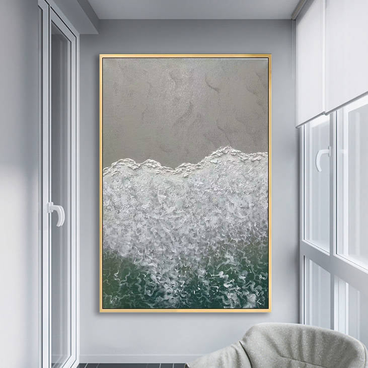 Hand Painted Coastal Wave Textured Art #YX262