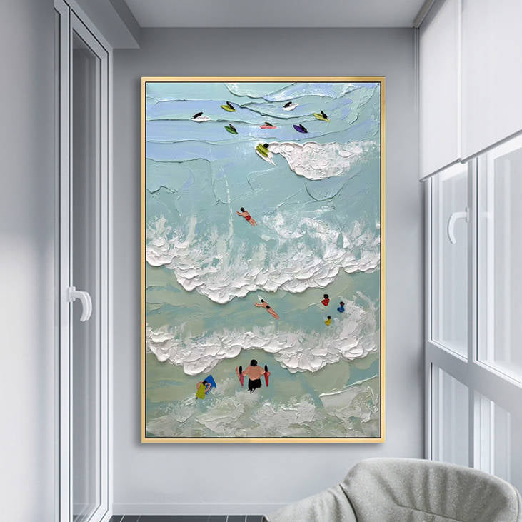 Beach Fun Textured Waves Wall Art #YX264