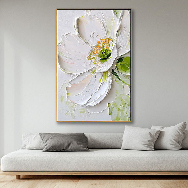 Minimalist White Flower Canvas Painting #YX45