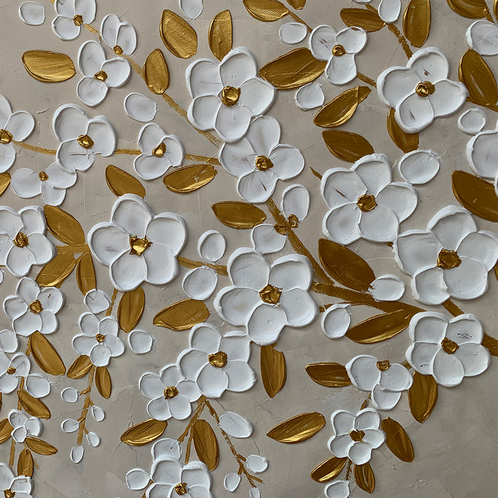 Gold & White Tree of Life — Hand-Painted Canvas YX812