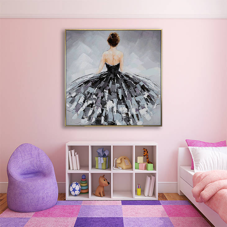 Hand-Painted Abstract Ballerina Canvas Art #YX304