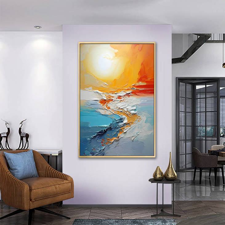 Abstract Sea & Sun Canvas Painting #VA30