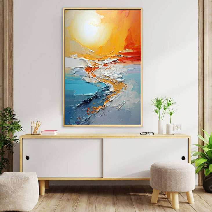 Abstract Sea & Sun Canvas Painting #VA30
