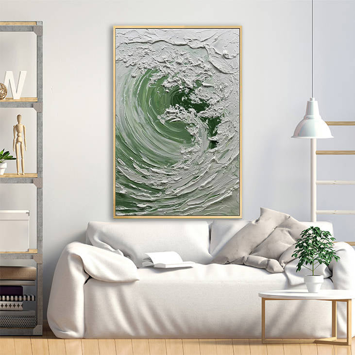 Handmade Textured Wave Canvas Painting | Modern Coastal Wall Art #YX501