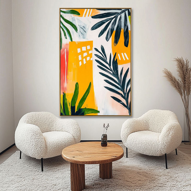 Abstract Tropical Leaf Canvas Art #YX179