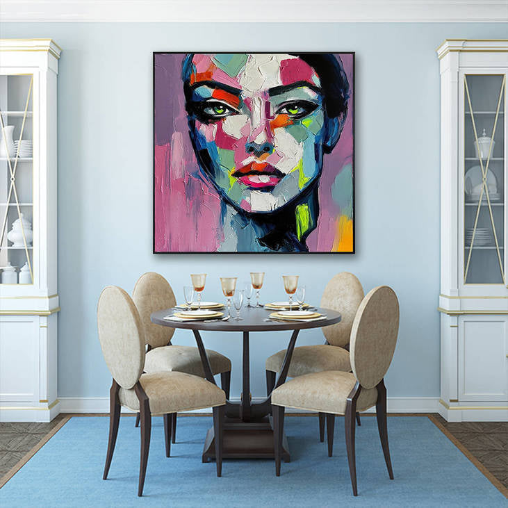 Abstract Hand Painted Portrait Decorative Art Canvas #YX352