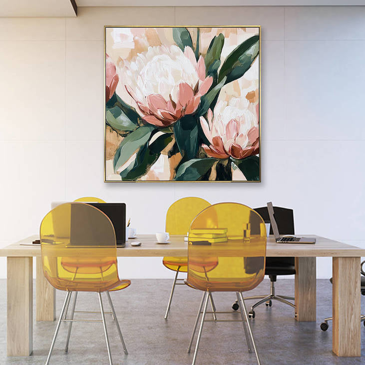 Hand Painted Protea Canvas Wall Art #YX340