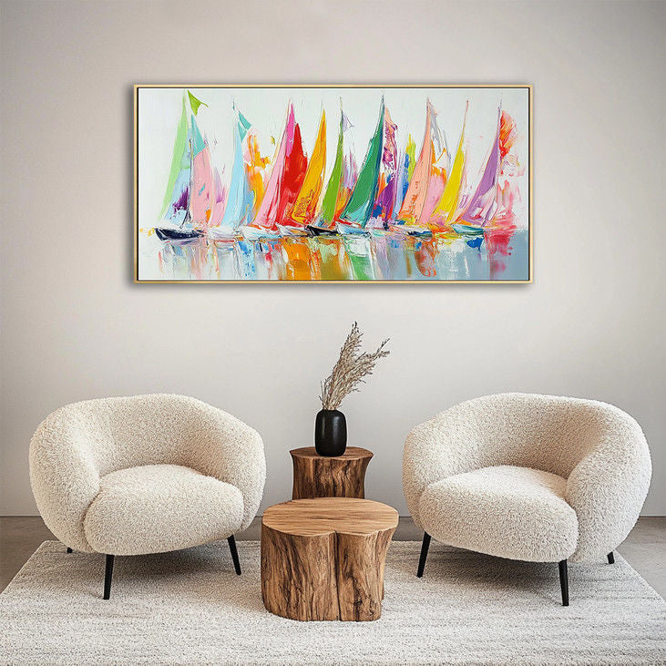Vibrant Sailing Scene Canvas #YX99