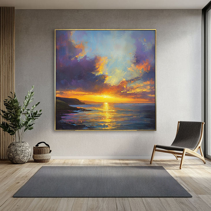 Coastal Sunset Dream: Abstract Seascape Art #YX157