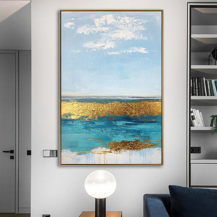 Hand Painted Abstract Seaside Wall Art #YX79